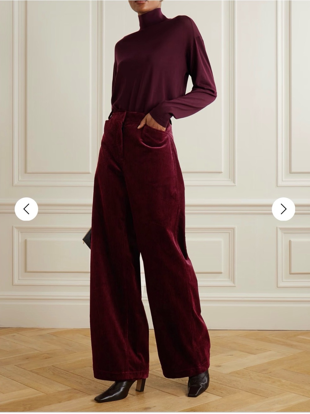🆓📦 ANOTHER TOMORROW | Burgundy Wide-Leg Corduroy Pants | 6